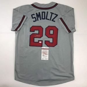 imageAutographedSigned John Smoltz Atlanta Grey Baseball Jersey JSA COA