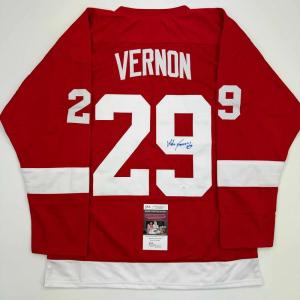 imageAutographedSigned Mike Vernon Detroit Red Hockey Jersey JSA COA