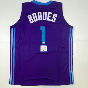 imageAutographedSigned Muggsy Bogues Charlotte Purple Modern Basketball Jersey Beckett BAS COA