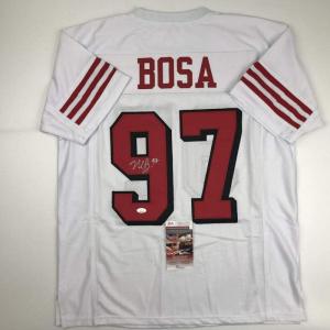 imageAutographedSigned Nick Bosa San Francisco White Football Jersey JSA COA