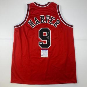imageAutographedSigned Ron Harper Chicago Red Basketball Jersey PSADNA COA