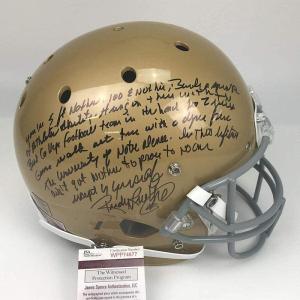 imageAutographedSigned Rudy Ruettiger Full Speech Notre Dame Irish Full Size FS FS Replica College Football Helmet JSA COA