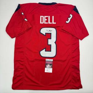 imageAutographedSigned Tank Dell Houston Red Football Jersey Beckett BAS COA