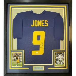 imageFramed AutographedSigned Adam Pacman Jones 35x39 West Virginia Blue College Football Jersey JSA COA