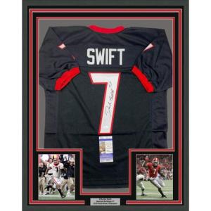 imageFramed AutographedSigned DAndre Swift 33x42 Georgia Black College Football Jersey JSA COA
