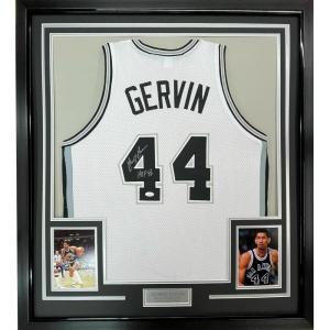 imageFramed AutographedSigned George Gervin 33x42 HOF 96 San Antonio White Basketball Jersey JSA COA