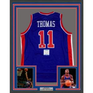 imageFramed AutographedSigned Isiah Thomas 33x42 Detroit Blue Basketball Jersey Beckett BAS COA