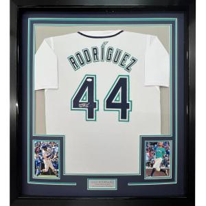 imageFramed AutographedSigned Julio Rodriguez 35x39 Seattle White Baseball Jersey JSA COA