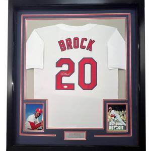 imageFramed AutographedSigned Lou Brock 33x42 St Louis White Baseball Jersey JSA COA