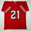 imageFacsimile Autographed Deion Sanders San Francisco Red Reprint Laser Auto Football Jersey Size Mens XL