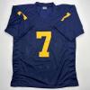 imageFacsimile Autographed Donovan Edwards Michigan Blue Reprint Laser Auto College Football Jersey Size Mens XL