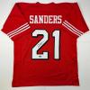 imageFacsimile Autographed Deion Sanders San Francisco Red Reprint Laser Auto Football Jersey Size Mens XL