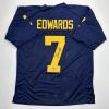 imageFacsimile Autographed Donovan Edwards Michigan Blue Reprint Laser Auto College Football Jersey Size Mens XL