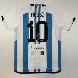 imageAutographedSigned Lionel Leo Messi Argentina BlueWhite Soccer Jersey Beckett BAS COALOA