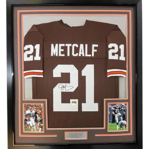 imageFramed AutographedSigned Eric Metcalf 35x39 Cleveland Brown Football Jersey JSA COA