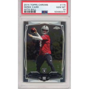 imageGraded 2014 Topps Chrome Derek Carr 115 With Ball Rookie RC Football Card PSA 10 Gem Mint