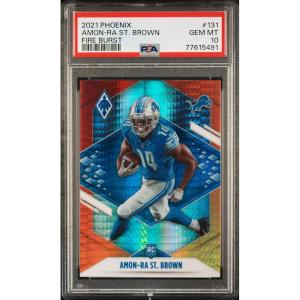 imageGraded 2021 Panini Phoenix AmonRa St Brown 131 Fire Burst Rookie RC Football Card PSA 10 Gem Mint