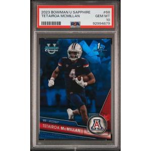 imageGraded 2023 Topps Bowman U Sapphire Tetairoa McMillan 68 Rookie RC Football Card PSA 10 Gem Mint