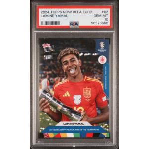 imageGraded 2024 Topps Now UEFA Euro Lamine Yamal 62 Rookie RC Soccer Card PSA 10 Gem Mint