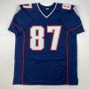 imageFacsimile Autographed Rob Gronk Gronkowski New England Blue Reprint Laser Auto Football Jersey Size Mens XL