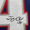 imageFacsimile Autographed Tedy Bruschi New England Blue Reprint Laser Auto Football Jersey Size Mens XL
