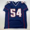 imageFacsimile Autographed Tedy Bruschi New England Blue Reprint Laser Auto Football Jersey Size Mens XL