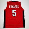 imageFacsimile Autographed Anthony Edwards Georgia Red Reprint Laser Auto College Basketball Jersey Size Mens XL