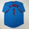 imageFacsimile Autographed Ozzie Smith St Louis Blue Reprint Laser Auto Baseball Jersey Size Mens XL