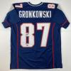imageFacsimile Autographed Rob Gronk Gronkowski New England Blue Reprint Laser Auto Football Jersey Size Mens XL