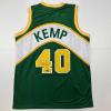 imageFacsimile Autographed Shawn Kemp Seattle Green Reprint Laser Auto Basketball Jersey Size Mens XL