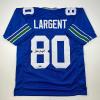 imageFacsimile Autographed Steve Largent Seattle Blue Reprint Laser Auto Football Jersey Size Mens XL