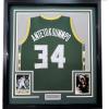 imageFramed AutographedSigned Giannis Antetokounmpo 33x42 Milwaukee Green Custom Basketball Jersey JSA COA
