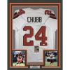 imageFramed AutographedSigned Nick Chubb 33x42 Cleveland White Football Jersey JSA COA