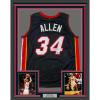 imageFramed AutographedSigned Ray Allen 35x39 Miami Black Basketball Jersey Beckett BAS COA