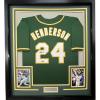 imageFramed Facsimile Autographed Rickey Henderson 35x39 Oakland Green Reprint Laser Auto Baseball Jersey