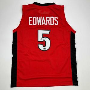 imageFacsimile Autographed Anthony Edwards Georgia Red Reprint Laser Auto College Basketball Jersey Size Mens XL