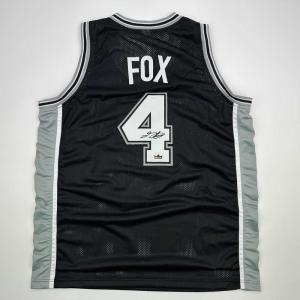 imageFacsimile Autographed DeAaron Fox San Antonio Black Reprint Laser Auto Basketball Jersey Size Mens XL