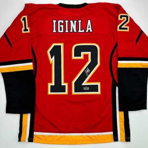imageFacsimile Autographed Jarome Iginla Calgary Red Reprint Laser Auto Hockey Jersey Size Mens XL