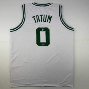 imageFacsimile Autographed Jayson Tatum Boston White Reprint Laser Auto Basketball Jersey Size Mens XL