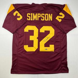 imageFacsimile Autographed OJ OJ Simpson USC Maroon Reprint Laser Auto College Football Jersey Size Mens XL