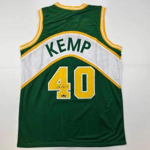 imageFacsimile Autographed Shawn Kemp Seattle Green Reprint Laser Auto Basketball Jersey Size Mens XL