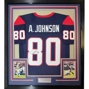imageFramed AutographedSigned Andre Johnson 33x42 Houston Blue Football Jersey JSA COA