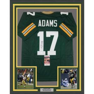imageFramed AutographedSigned Davante Adams 33x42 Green Bay Green Football Jersey JSA COA