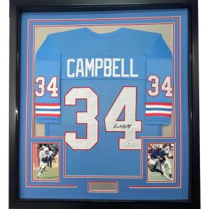 imageFramed AutographedSigned Earl Campbell 33x42 Houston Blue Football Jersey JSA COA