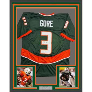 imageFramed AutographedSigned Frank Gore 35x39 Miami Green Football Jersey JSA COA