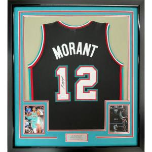 imageFramed AutographedSigned Ja Morant 35x39 Memphis Black Basketball Jersey JSA COA