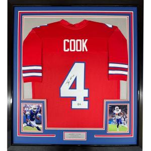imageFramed AutographedSigned James Cook 35x39 Buffalo Red Football Jersey Beckett BAS COA