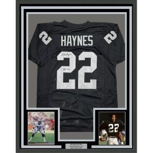 imageFramed AutographedSigned Michael Mike Haynes 35x39 HOF 97 Oakland Black Football Jersey Beckett BAS COA