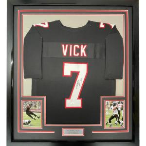 imageFramed AutographedSigned Michael Mike Vick 33x42 Atlanta Retro Black Football Jersey JSA COA