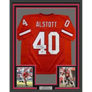 imageFramed AutographedSigned Mike Alstott 35x39 Tampa Bay Orange Creamsicle Football Jersey Beckett BAS COA
